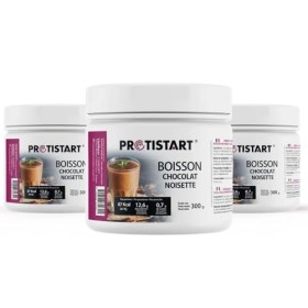 Lot de 3 - Boisson protéinée Chocolat Noisette PROTISTART - Pot 300g - 36 portions