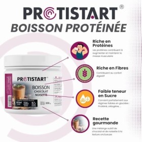 Lot de 3 - Boisson protéinée Chocolat Noisette PROTISTART - Pot 300g - 36 portions