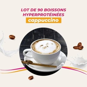 Boisson hyperprotéinée saveur cappuccino - Lot économique de 90 sachets à reconstituer - Boisson minceur pour la perte de poi