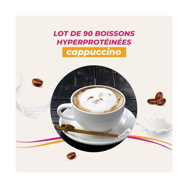 Boisson hyperprotéinée saveur cappuccino - Lot économique de 90 sachets à reconstituer - Boisson minceur pour la perte de poi