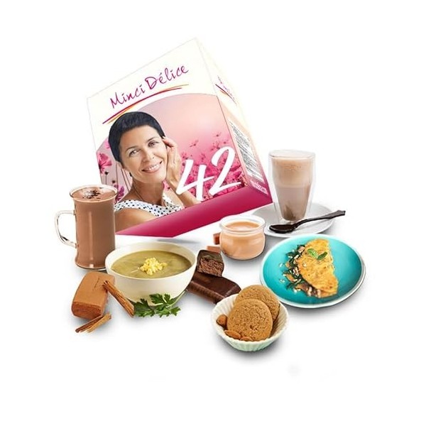 Régime hyperprotéiné sur 42 jours spécial Ménopause - Perte de poids jusquà 10 kilos - Pack de 99 produits + 1 shaker + 1 gu