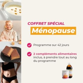 Régime hyperprotéiné sur 42 jours spécial Ménopause - Perte de poids jusquà 10 kilos - Pack de 99 produits + 1 shaker + 1 gu