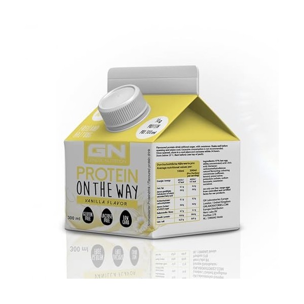 GN Laboratories Protein on the Way 6 x 300 ml Vanilla - Practical Lactose Celebration Egg Clear Protein Drink - Ideal for M
