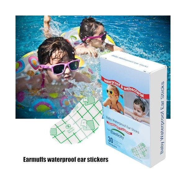Lot de 30 autocollants étanches pour oreilles de bébé - Respirants - Pour enfants - Pour bébé - Natation et bain