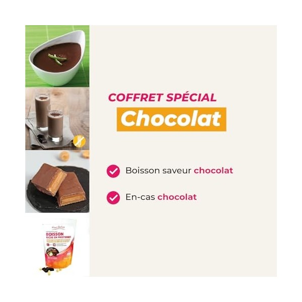 Régime hyperprotéiné sur 28 jours spécial chocolat - Perte de poids - Pack de 66 produits + 1 shaker + 1 guide minceur avec p