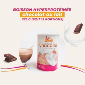 Boisson hyperprotéinée saveur Chocolat au lait - Pot de 375 g pour préparer 15 boissons minceur - Boisson protéinée milk-shak