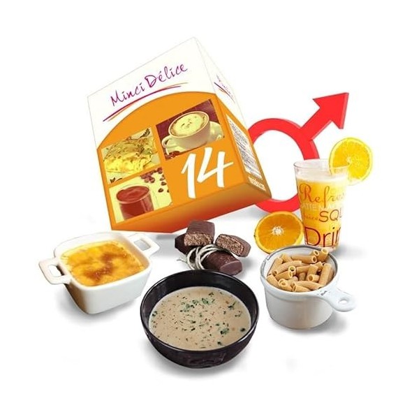 Régime hyperprotéiné sur 14 jours spécial Homme - Perte de poids jusquà 5 kilos - Pack de 33 produits avec pâtes et barres p