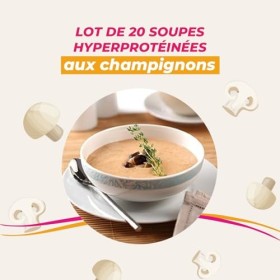 Soupe aux champignons - Soupe hyperprotéinée pour la perte de poids - Lot de 20 soupes en sachets individuels - Repas minceur
