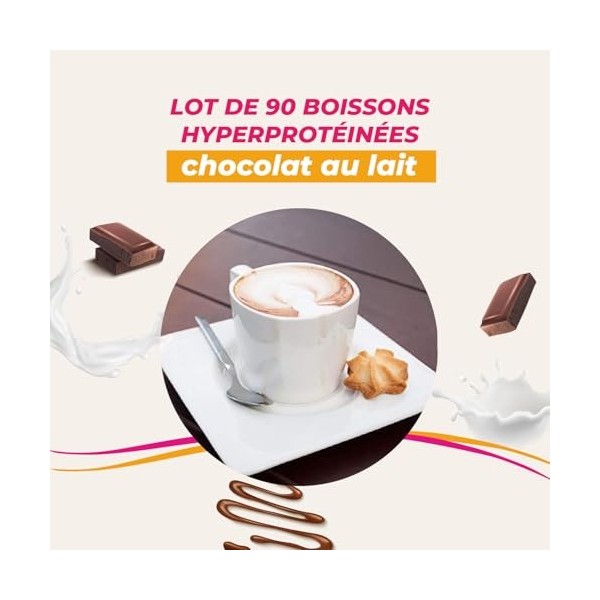 Boisson hyperprotéinée saveur chocolat au lait - Lot économique de 90 sachets à reconstituer