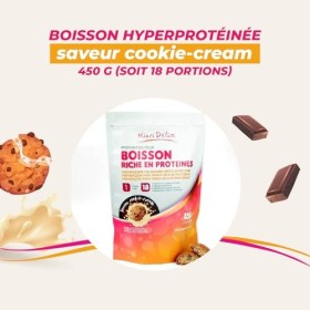 Boisson hyperprotéinée saveur Cookie-cream - Maxi Sachet 450 gr pour préparer 18 boissons - Boisson minceur riche en protéine