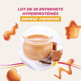 Dessert protéiné minceur saveur caramel - Lot économique de 20 Entremets hyperprotéinés - Sans gluten - En sachets individuel