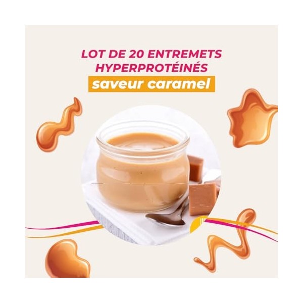 Dessert protéiné minceur saveur caramel - Lot économique de 20 Entremets hyperprotéinés - Sans gluten - En sachets individuel
