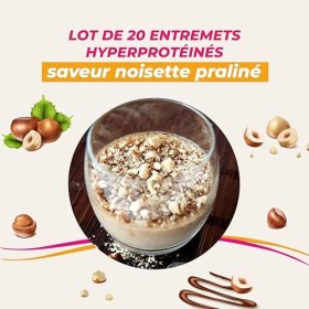 Crème dessert hyperprotéinée saveur Noisette Praliné - Lot économique de 20 Entremets - Dessert de régime - Dessert minceur
