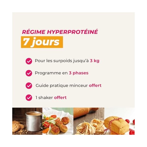 Régime hyperprotéiné 7 jours - Perte de poids jusquà 3 kilos - Pack de 17 produits + 1 shaker + 1 guide minceur avec program