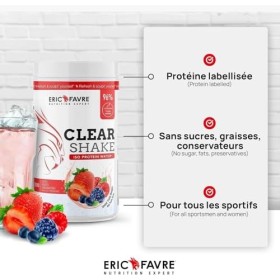 PROTEINES MUSCULATION Clear Protein Shake - Iso Protein Water - Rafraichissant et Fruité - Boisson Protéinée - Qualité Certif
