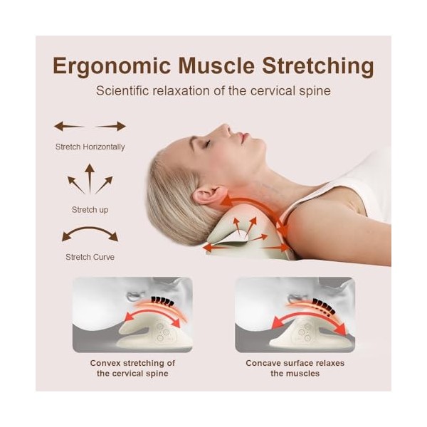 Appareil de massage de la nuque, 2 en 1, sans fil, étireur de cou EMS avec chaleur, équivalent du cou et des épaules avec des