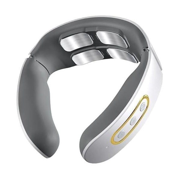Masseur Cervical,6 Modes 9 Niveaux Massage de cou Electrique Intelligent,Massage à Impulsions sur 4 Têtes et Fonction de Chau
