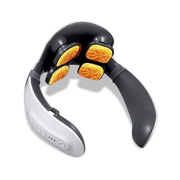 Masseur de cou électrique avec chaleur, 6 modes, 18 niveaux, masseur intelligent pour les douleurs cervicales, masseur de cou