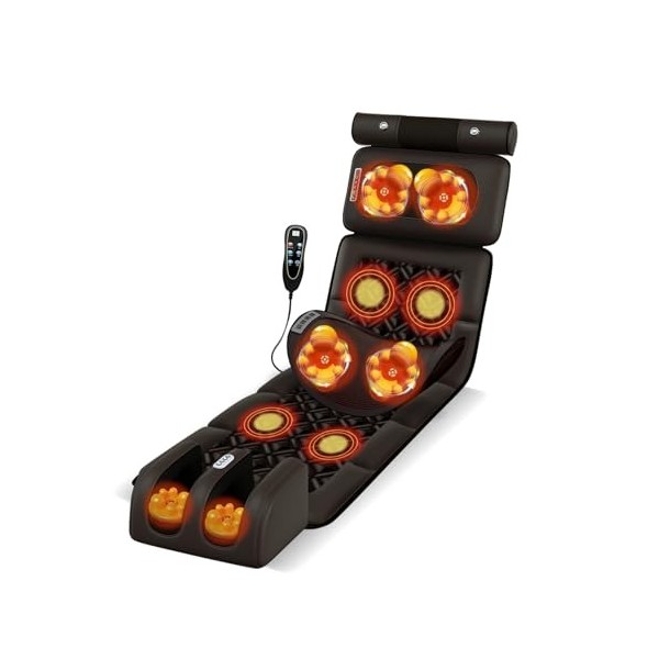 Tapis de massage complet du corps, coussin de massage relaxant musculaire avec airbag à la taille, coussin de massage chauffa