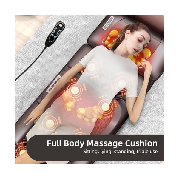 Tapis de massage complet du corps, coussin de massage relaxant musculaire avec airbag à la taille, coussin de massage chauffa