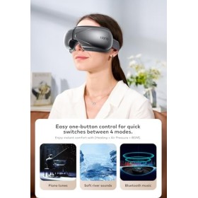 Masseur des yeux avec chaleur, masque chauffant pour les yeux avec musique, soin des yeux pliable, massage des yeux pour déte