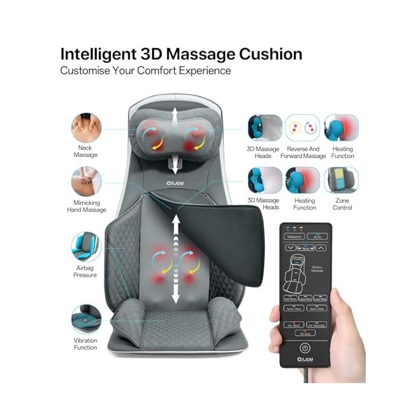 Massage du Dos Chauffant,Siège Massant Shiatsu pour Dos & Cou