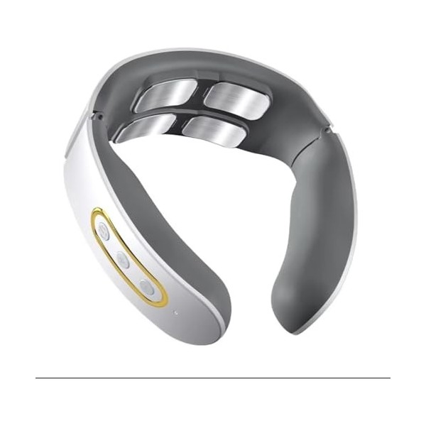 Masseur Cervical,6 Modes 9 Niveaux Massage de cou Electrique Intelligent,Massage à Impulsions sur 4 Têtes et Fonction de Chau