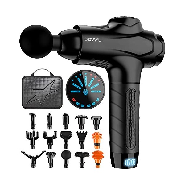 Pistolet de massage électrique avec 15 têtes de massage, appareil de massage manuel pour la nuque et les épaules, H1-Black2