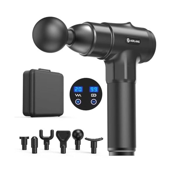 AERLANG Pistolet de Massage Musculaire,masseurs électriques portables de Massage Masseur de Muscle pistolet masseur Six têtes