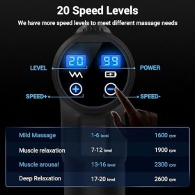 AERLANG Pistolet de massage, pistolet de massage à percussion pour tissus profonds, pistolet de massage musculaire, masseur c