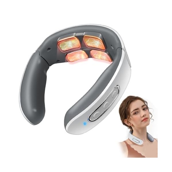 Masseur Cervical de Massage Nuque Chauffant Masseur de cou Electrique Intelligent 6 Modes 9 Intensités pour Maison, Bureau,Vo