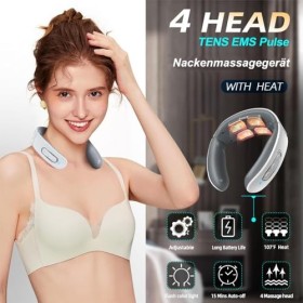 Masseur Cervical de Massage Nuque Chauffant Masseur de cou Electrique Intelligent 6 Modes 9 Intensités pour Maison, Bureau,Vo