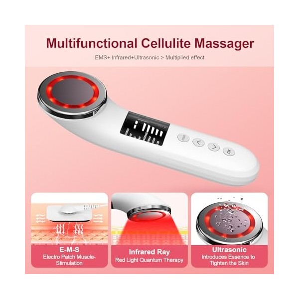 Masseur Anti Cellulite Electrique, 3 en 1 Massage Appareil Anti-Cellulite, Machine à Cavitation Ultrasonique avec EMS & Infra
