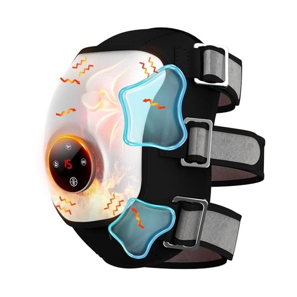 PUPCA Masseur de Genoux Arthrose, 4 IN 1 Sans Fil Infrarouge Masseur Genoux avec Chauffage Compresseur dairbag et Vibrations