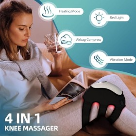 PUPCA Masseur de Genoux Arthrose, 4 IN 1 Sans Fil Infrarouge Masseur Genoux avec Chauffage Compresseur dairbag et Vibrations
