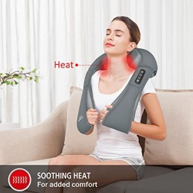 Snailax Masseur Shiatsu sans fil pour le cou et le dos avec chaleur, masseur dépaules, masseur portable rechargeable pour so