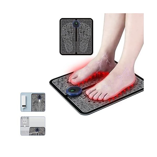 Masseur de pieds électrique, 6 modes, 19 niveaux dintensité, EMS pour maître des pieds, rechargeable par USB pour circulatio