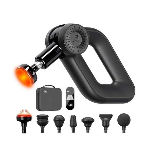 Bob and Brad D6 Pro Plus Pistolet de Massage avec Chaleur, Massage Gun Tissus Profonds avec Amplitude de 16 mm, Portables Mas