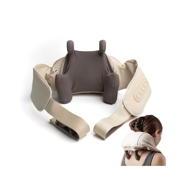 Lifenaxx Masseur de cou avec chaleur LX-046 – Masseur de tissus profonds du cou et des épaules pour soulager la douleur – Pou