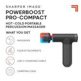 Sharper Image Powerboost Pro+ Appareil de massage compact à percussion chaud et froid, double nœud de température pour thérap