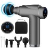 BUOAZR Pistolet de Massage Musculaire, Mini Massage Gun avec 32 Niveaux Réglables 3500 RPM et 4 Têtes de Massage et lÉcran L