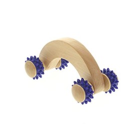 Rouleau de massage en bois Appareil de massage kosmetex main Roller de Massage avec picots en plastique bleu