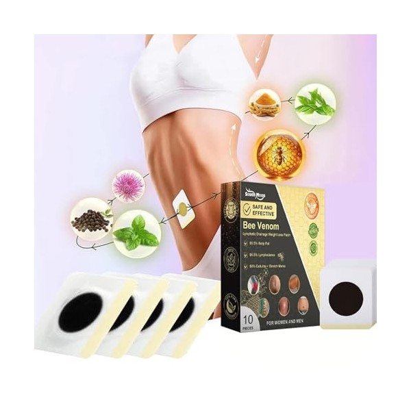 28 Patchs Amincissants au Venin DAbeille, Patch Minceur Venin Abeille, Patch de Drainage Lymphatique, Patch Amincissant au V
