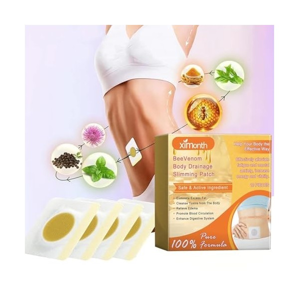 28 Patchs Amincissants au Venin DAbeille, Patch Minceur Venin Abeille, Patch de Drainage Lymphatique, Patch Amincissant au V