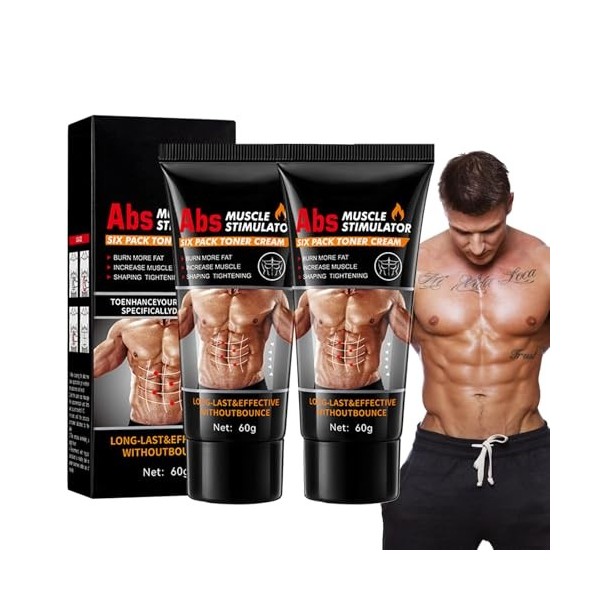 Tkekruh 2PC Crème Brûlante de Graisse 60ml, Crème Musculaire Raffermissante, Fat Burning Cream, Crème Brûle Graisse Ventre, R