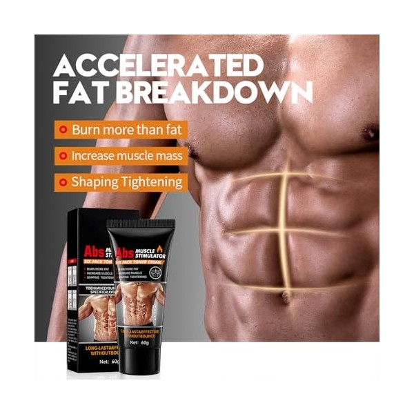 Tkekruh 2PC Crème Brûlante de Graisse 60ml, Crème Musculaire Raffermissante, Fat Burning Cream, Crème Brûle Graisse Ventre, R