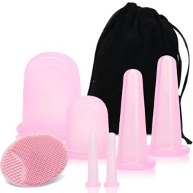 ZOCONE Lot de 7 tasses visage en silicone, avec 6 tasses faciales, 1 brosse de nettoyage, coupe anti-cellulite pour massage a