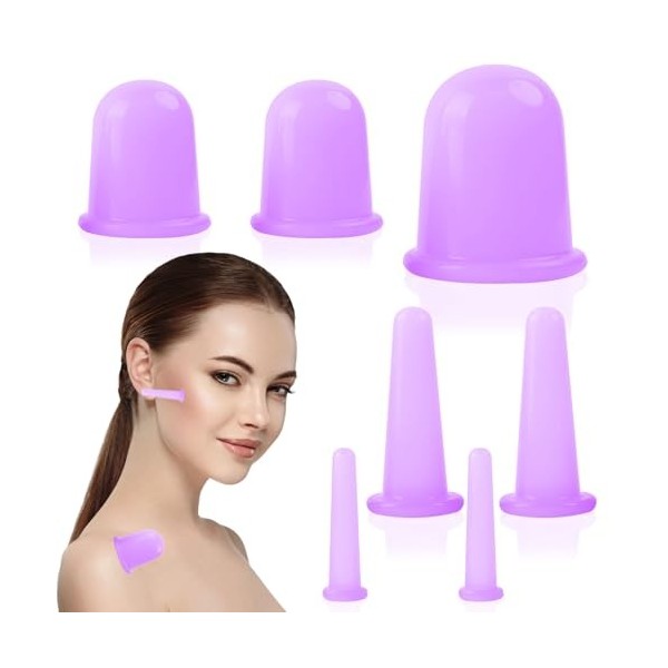 Mecmbj 7 pièces ventouse anti cellulite, massage ventouse cellulite avec sac de rangement, ventouse visage silicone, ensemble