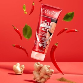 Eveline Cosmetics Slim Extreme 4D Sérum Minceur Thermoactif & Anti-Cellulite - 250ml, Formule Végane avec Cica, Caféine & Beu