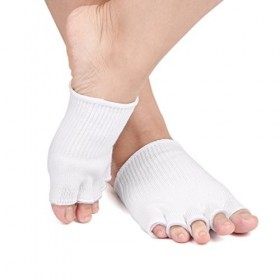 sourcing map Toe ouvert blanc Peau sèche hydratant Gel Traitement Spa confortable Chaussettes 1 paire